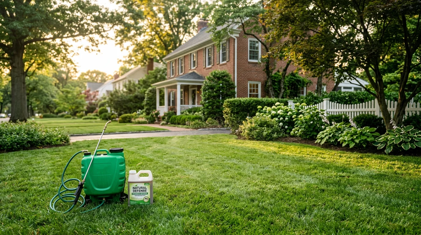 Residential yard being treated for mosquito control